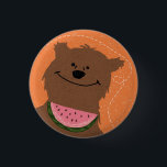 Beer met watermeloen ronde button 3,2 cm<br><div class="desc">stijlbadge met een beer en Watermeloen</div>