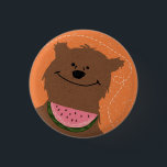 Beer met watermeloen ronde button 3,2 cm<br><div class="desc">stijlbadge met een beer en Watermeloen</div>