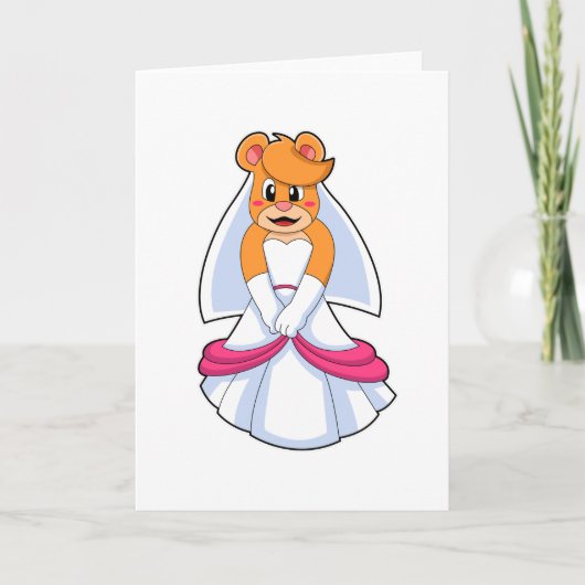 Beer met Wedding-jurk & Veil Kaart (Voorkant)