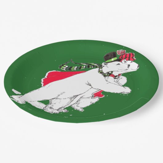 Beer met whimsical Skating Polar Papieren Bordje (Gekanteld)