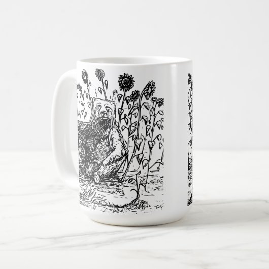 Beer met zonnebloemen koffiemok (Voorkant links)