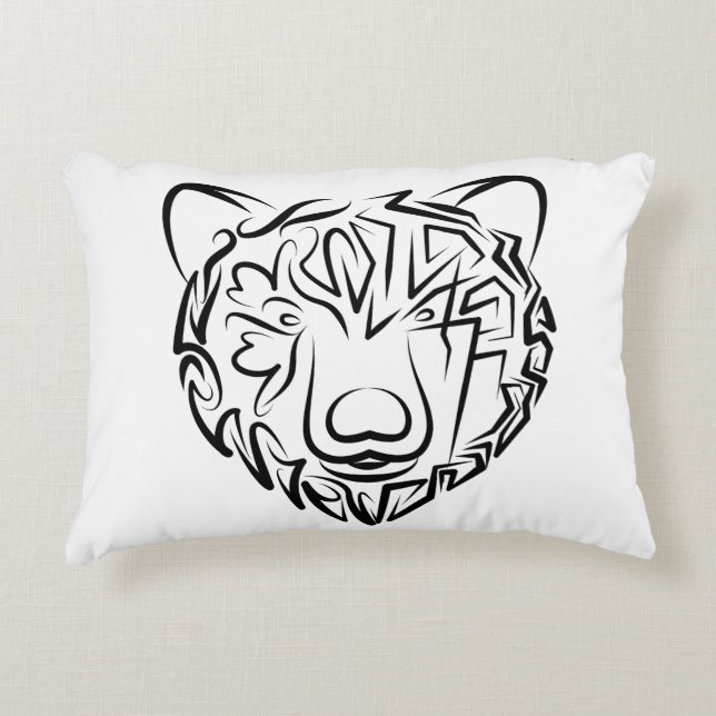 Beer met zwarte en witte tribale accent kussen (Voorkant)