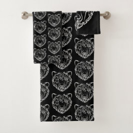 Beer met zwarte en witte tribale bad handdoek