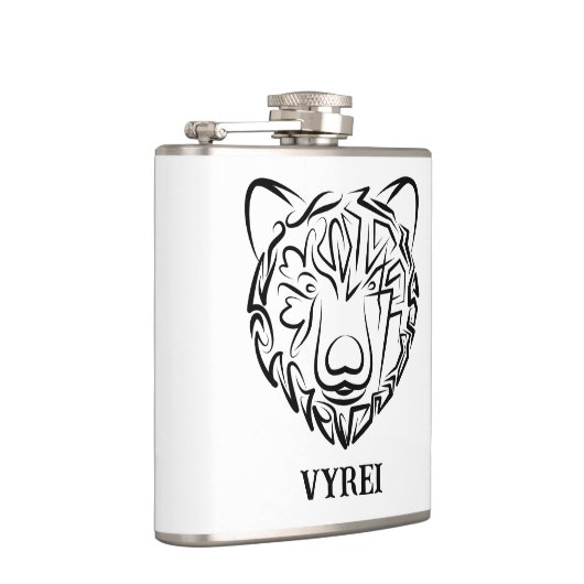 Beer met zwarte en witte tribale heupfles (Rechts)