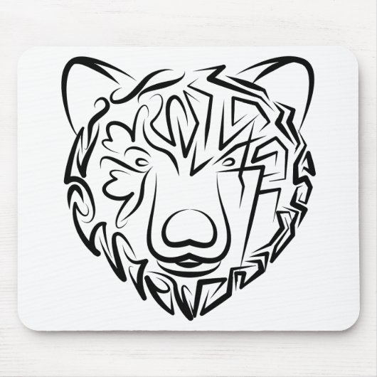 Beer met zwarte en witte tribale muismat (Voorkant)