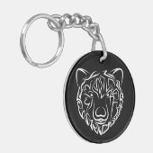 Beer met zwarte en witte tribale sleutelhanger (Voorkant Links)