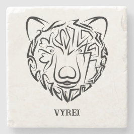 Beer met zwarte en witte tribale stenen onderzetter