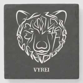 Beer met zwarte en witte tribale stenen onderzetter