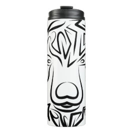 Beer met zwarte en witte tribale thermosbeker