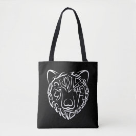 Beer met zwarte en witte tribale tote bag