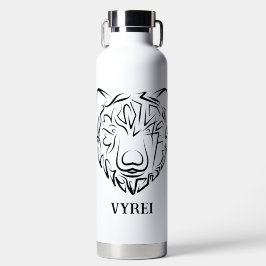 Beer met zwarte en witte tribale waterfles