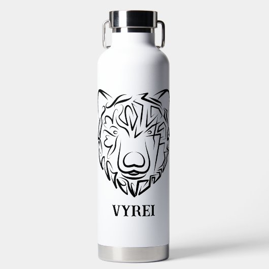 Beer met zwarte en witte tribale waterfles (Voorkant)