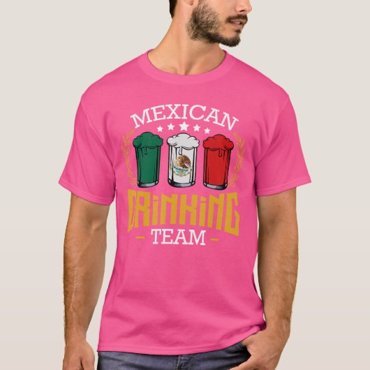 Beer Mexican Drinking Team Mexico Flag Funny Beer  T-shirt (Voorkant)