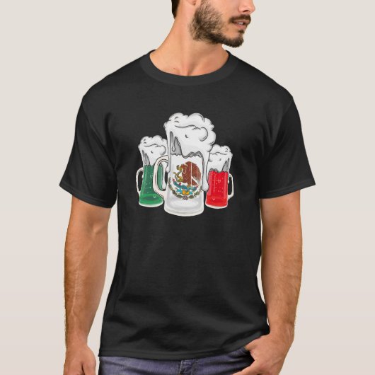 Beer Mexican Flag Cinco De Mayo Party Mexico Drink T-shirt (Voorkant)