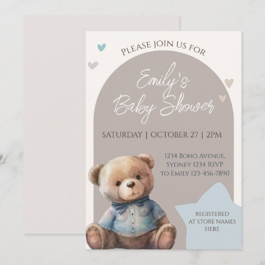 Beer Modern Boho Baby shower Kaart (Voorkant / Achterkant)