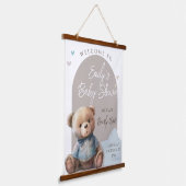 Beer Modern Boho Beige Baby shower Hangend Wandkleed (Gebogen)