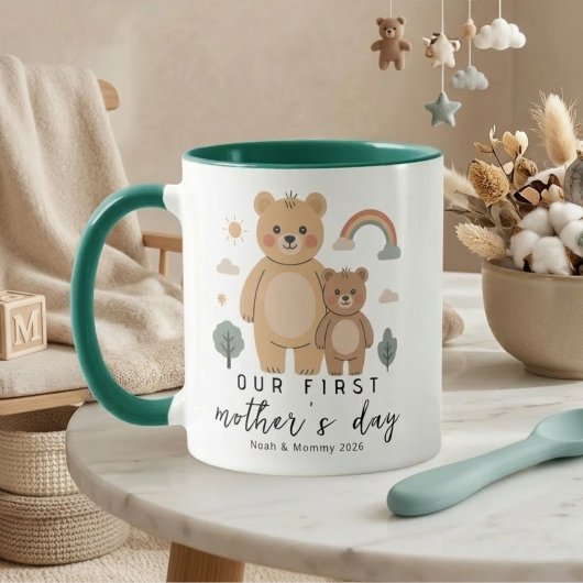 Beer Moeder Baby Eerste Moederdag Ontwerp Mok
