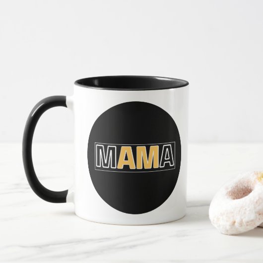 beer-moeder Minimal Mama Typografie Ontwerp Mok (Met donut)