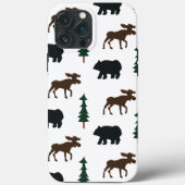 Beer Moose Pattern Rustic Tree Natuur Case-Mate iPhone Case (Achterkant)