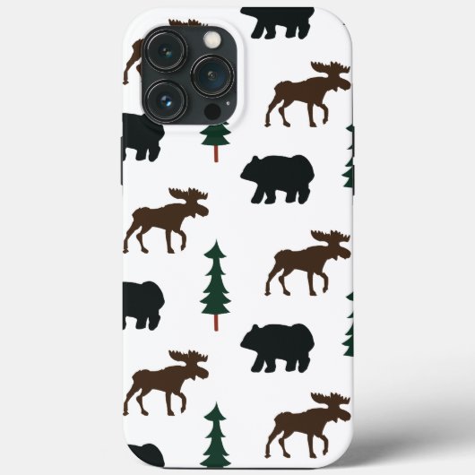 Beer Moose Pattern Rustic Tree Natuur Case-Mate iPhone Case (Achterkant)