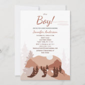 Beer Mountain Forest Boy Baby shower Invitation Kaart (Voorkant)