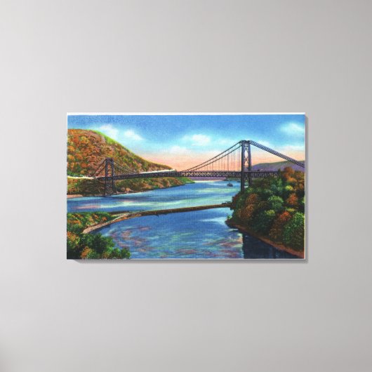 Beer Mountain Hudson River Bridge Canvas Afdruk (Voorkant)