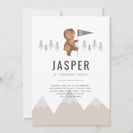 Beer Mountains 3Birthday Invitation Kaart (Voorkant)