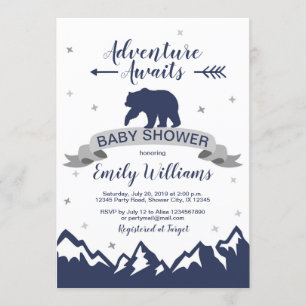 Beer Mountains Boy Baby shower Invitation Kaart