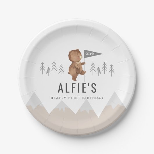 Beer Mountains First Birthday Papieren Bordje (Voorkant)
