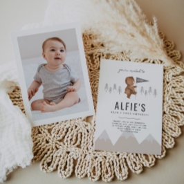 Beer Mountains First Birthday Photo Invitation Kaart