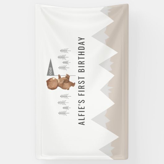 Beer Mountains First Birthday Spandoek (Verticaal)