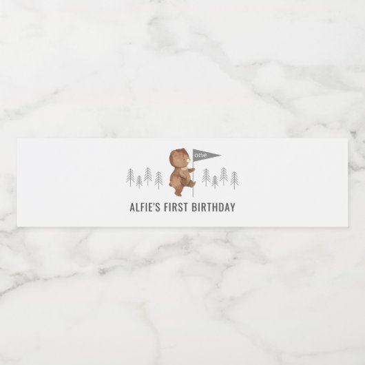 Beer Mountains First Birthday Waterfles Etiket (Enkel label)