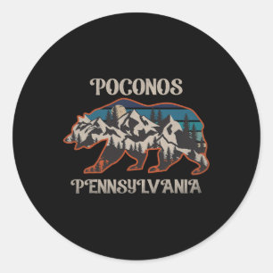 Beer Mountains Poconos Pennsylvania Pa Vintage jar Ronde Sticker