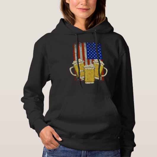 Beer Mug American Flag Craft Beer Beer Brewer Hoodie (Voorkant)