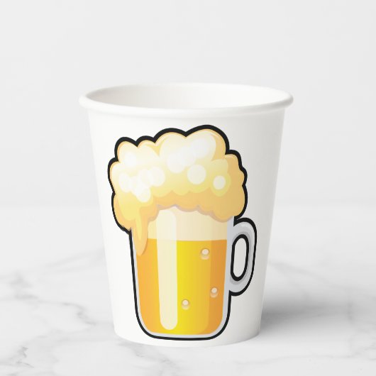 Beer Mug with Frothy Foam Papieren Bekers (Voorkant)