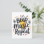 Beer Music Repeat Briefkaart (Staand voorkant)