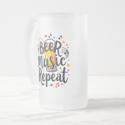 Beer Music Repeat Matglas Bierpul (Voorkant links)