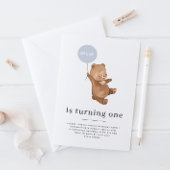 Beer naam - 1e verjaardagsuitnodiging - Blue Ballo Kaart