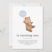 Beer naam - 1e verjaardagsuitnodiging - Blue Ballo Kaart (Voorkant)