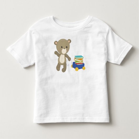 Beer naar school, bruin Beer, stut Beer, boeken Kinder Shirts (Voorkant)