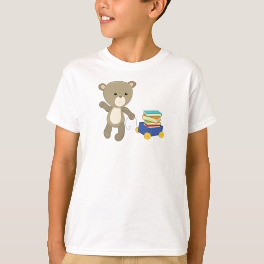 Beer naar school, bruin Beer, stut Beer, boeken T-shirt (Voorkant)