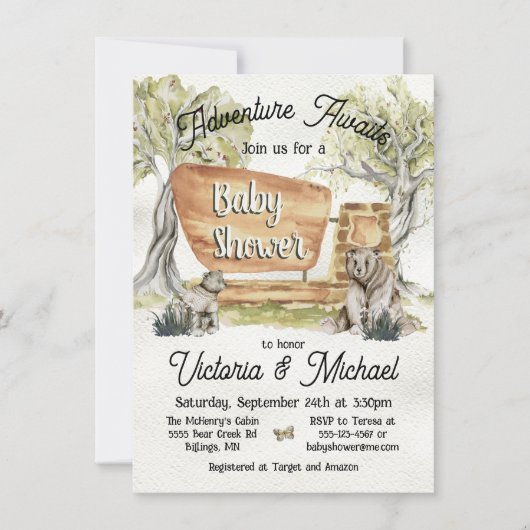 Beer  Nationaal Park Baby shower Kaart (Voorkant)