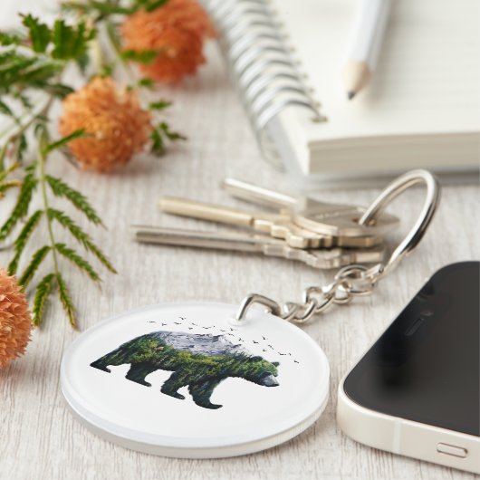 Beer Natuur Bosbergen Sleutelhanger (Voorkant Rechts)