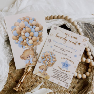 Beer nauwelijks wachten Lichtblauwe baby shower Kaart