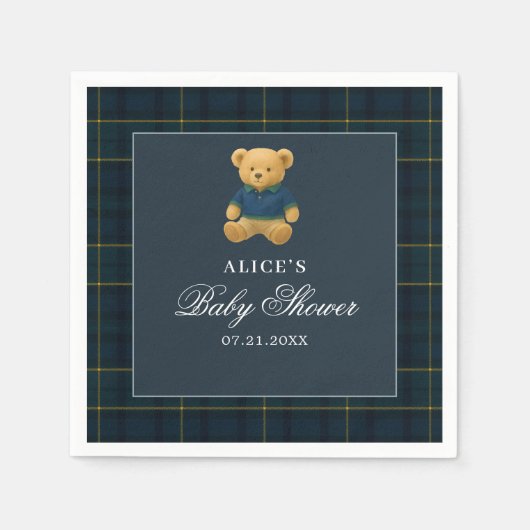 Beer Navy blauw Baby shower Servet (Voorkant)