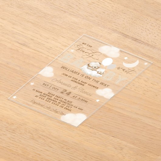 Beer Neutral Balloons Baby shower Acryl Uitnodigingen (Laagn)