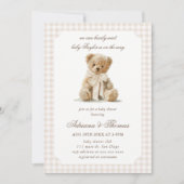 Beer Neutrale Gingham Baby Shower Kaart (Voorkant)