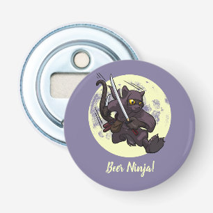Beer Ninja Zwarte Kat Vliegende Trap Zwaarden Cart Button Flesopener