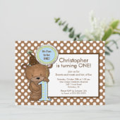 Beer nummer één 1e verjaardag uitnodiging (Staand voorkant)