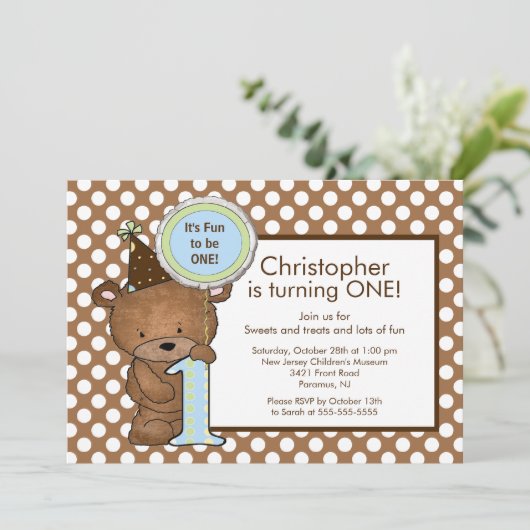 Beer nummer één 1e verjaardag uitnodiging (Staand voorkant)